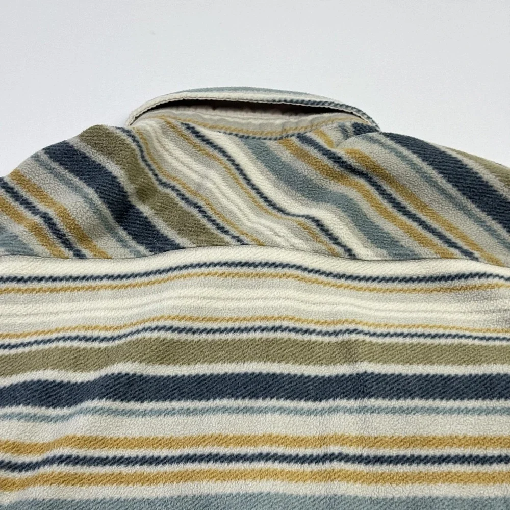 Eddie Bauer Shirt Jacket Mens 2XL Striped Fleece Button Front Lined‎ Collared